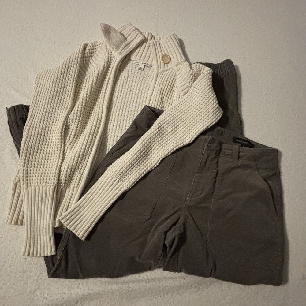 Banana Republic Bundle Small- Ivory Zip‎ Cardigan and Chocolate Corduroy Joggers